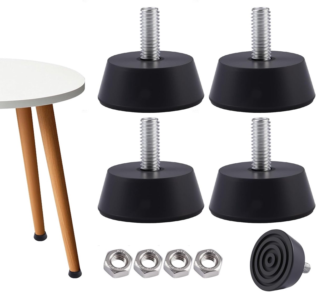 4 Pieces Rubber Feet, M6 x 3.2cm Rubber Feet with Screws - Round Cutting Board Rubber Feet, Rubber Feet Screwable, for - ShopVlot