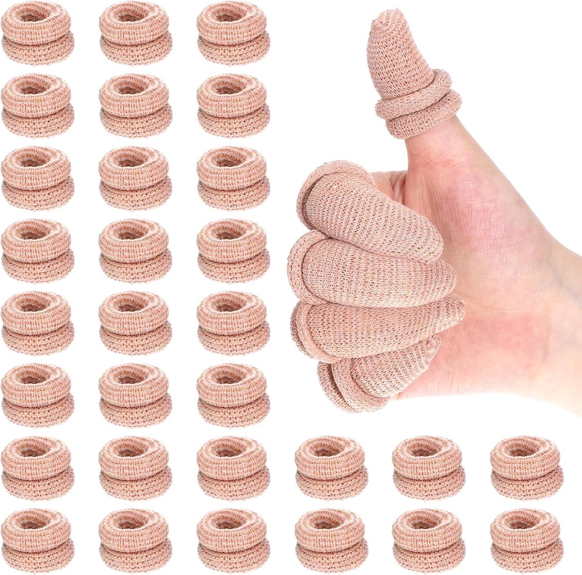 30 Pcs Finger Bandages Tubular Beige Finger Cots Cotton Tube Bandages for Work Kitchen Finger Protection Gloves - ShopVlot