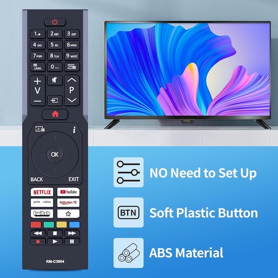 Nue Replacement Remote Control Suitable for JVC TV Smart TV LT-65VU6355 LT-50VU6355 LT-55VU6355 LT-43VU6355 - ShopVlot — afbeelding 2