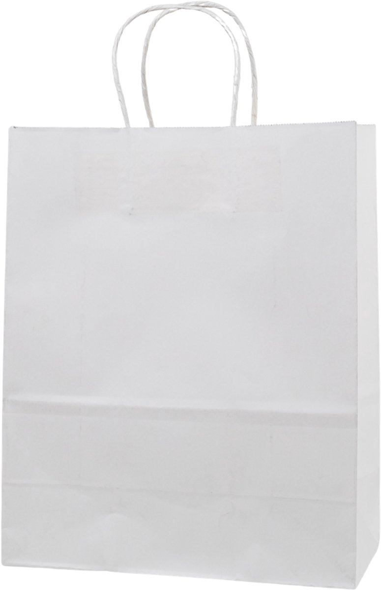 Papieren Draagtas - 60 Stuks -Wit- 27x21x11cm - Papieren Tasjes - Kraft Tas - Tassen - Cadeau Tas - Hoogwaardig Kraft Papier - Eco-vriendelijk - Ideaal voor Geschenken - Lasentopack