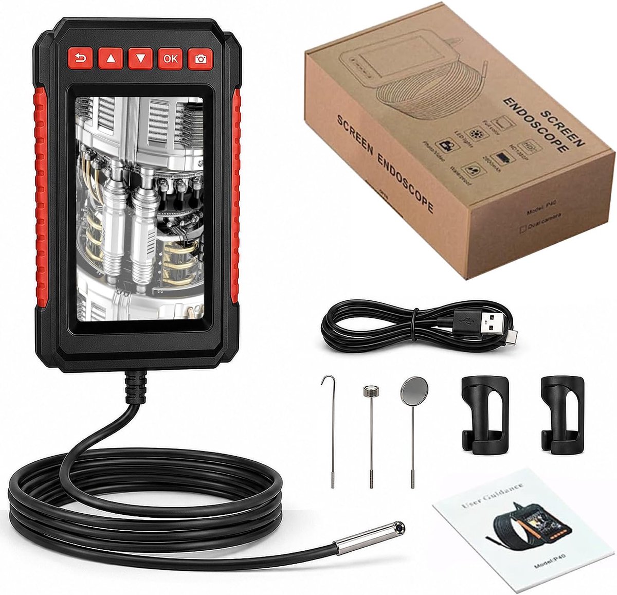 0.5cm Industrial Endoscope, P40 0.5cm Micro Borescope Camera with 4.3" IPS LCD, 1080P HD Inspection Camera - ShopVlot