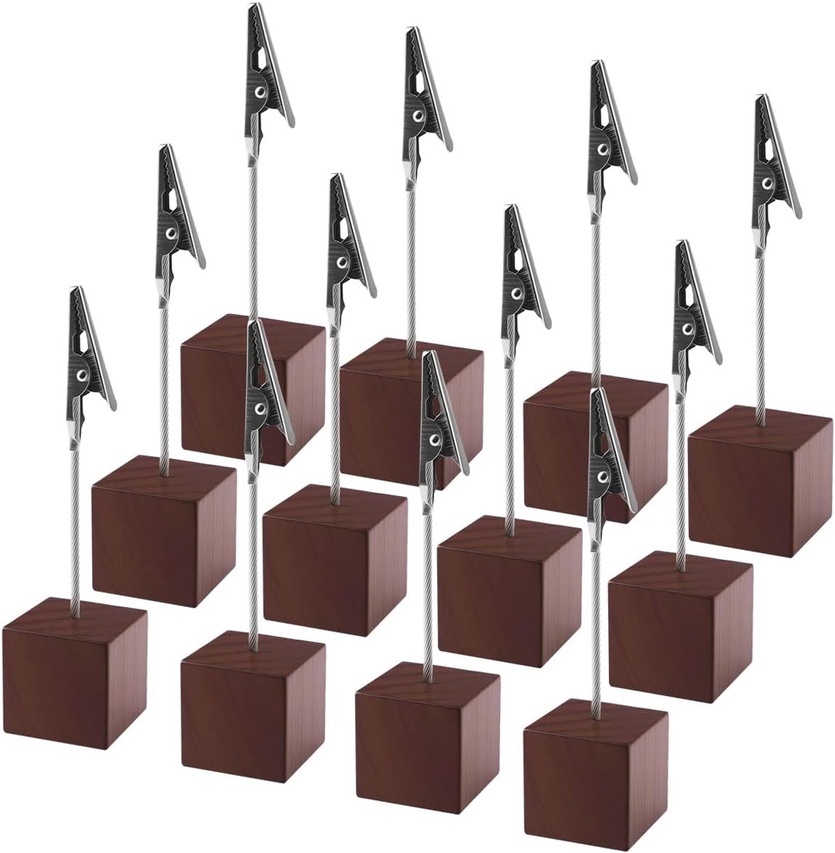 12 Stuks Memo-Cliphouder, Houten Memohouder, Fotohouders met Clips - ShopVlot
