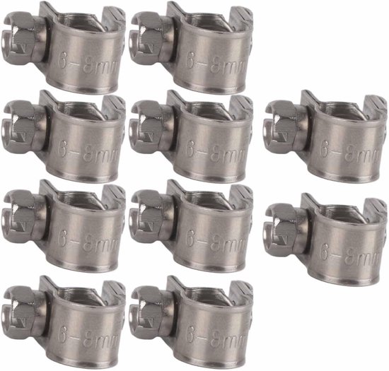 10pcs Stainless Steel Mini Fuel Line Pipe Hose Clamp 6mm To 20mm Optional Size, Tube, Hose, Barb, Fasten (6-8mm) - ShopVlot — afbeelding 4
