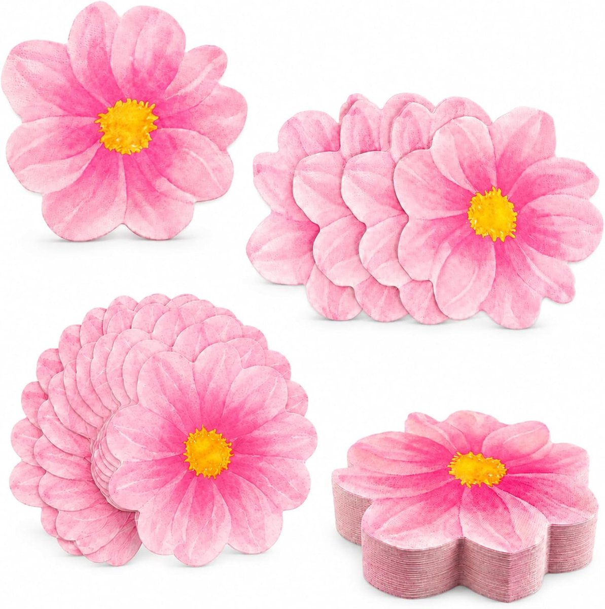 Cocktailservetten, bloemenvorm, 50 stuks, roze papieren servetten, lenteservetten, servetten voor bruid bruiloft - ShopVlot