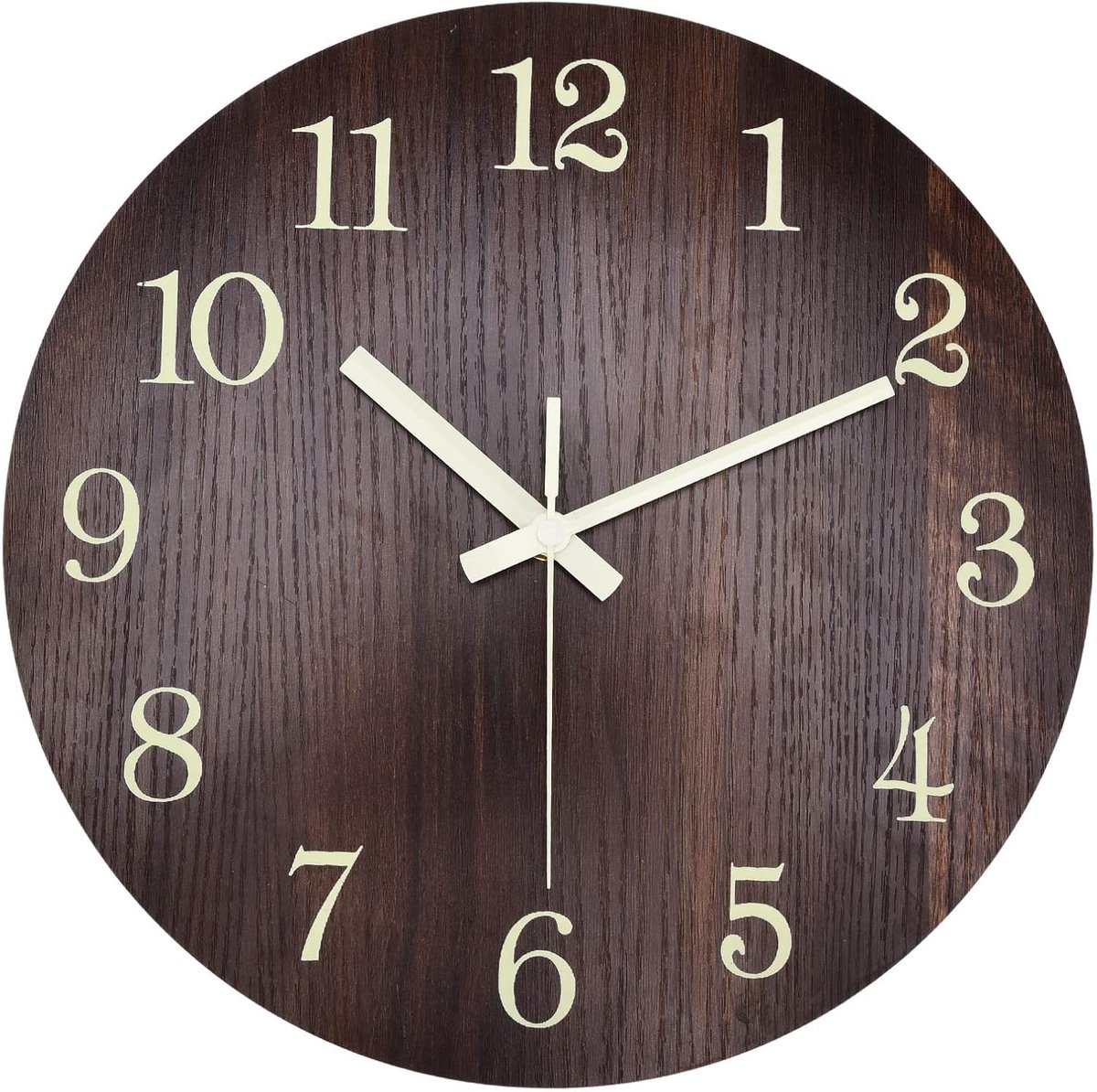 Luminous Wooden Wall Clock, Luminous Wall Clocks, Battery-Operated, Decorative Wall Clock for Bedroom, Kitchen, Living - ShopVlot