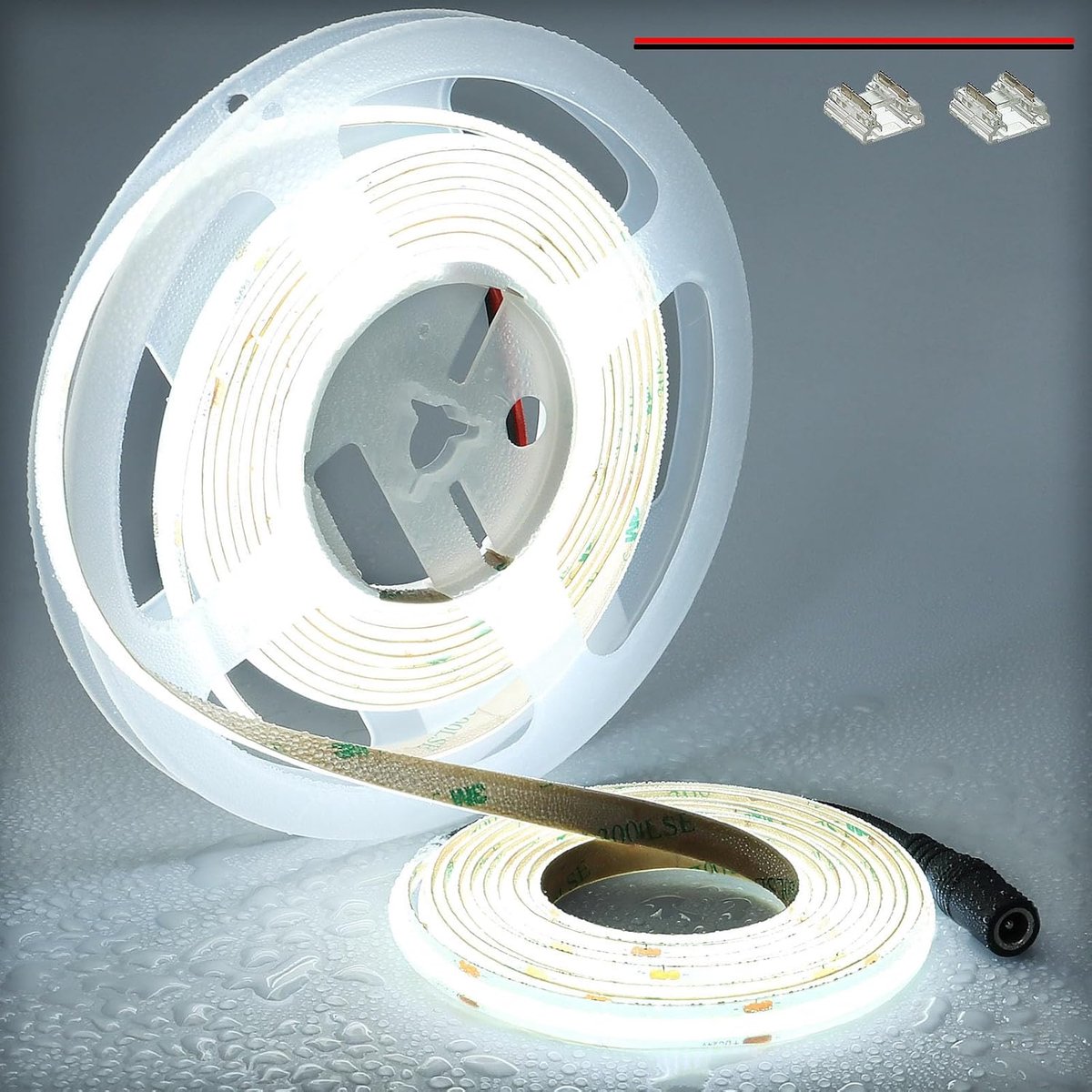 TOPAI 24V COB LED Strip 5M Waterproof IP65 Cool White 6000K 480LEDs/M Super Bright CRI>90 Outdoor/Indoor Cuttable - ShopVlot