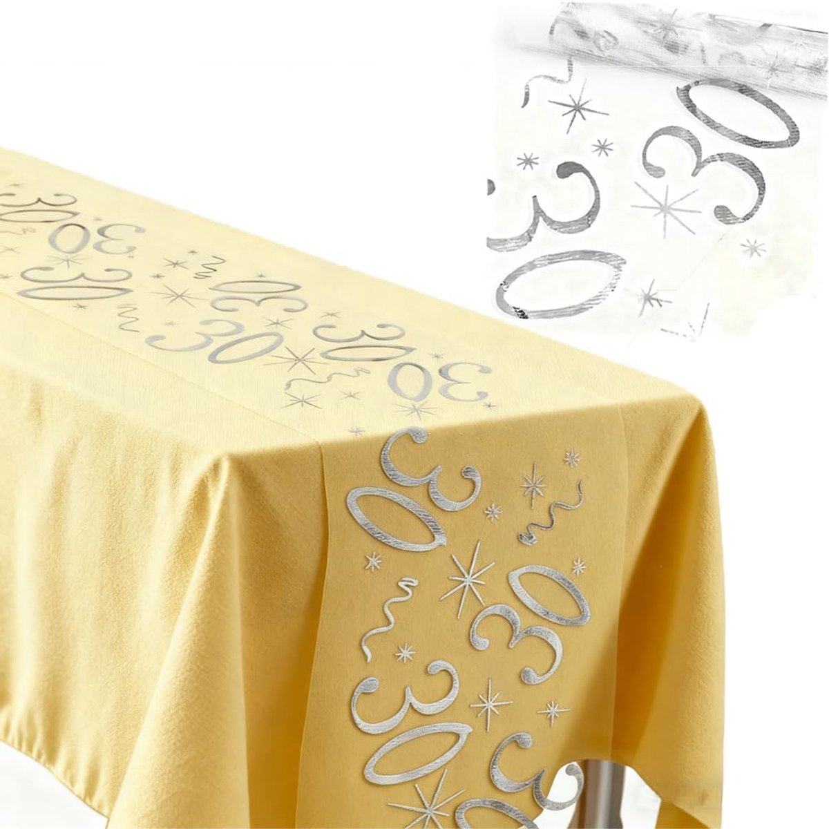 Table Runner 30th Birthday Table Decoration Birthday 28cm x 275cm, Table Runner Silver Roll, Decoration 30th Birthday - ShopVlot