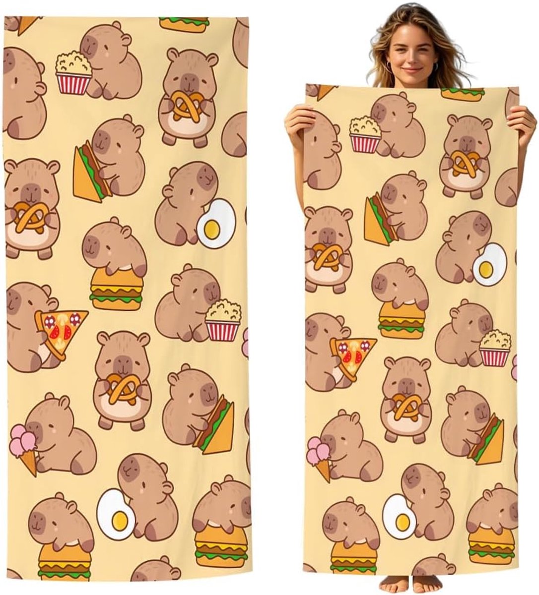 Personalized Towel, Capybara Beach Towel, Bath Towel, Soft Beach Towels, Quick Dry Shower Towels, Fitness Towel - ShopVlot