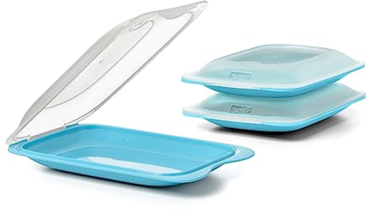 Bewaardoos Vleeswaren - Koelkast Bakjes - Voedsel Vers Houden - Fresh Systeem - Set van 3 - Blauw