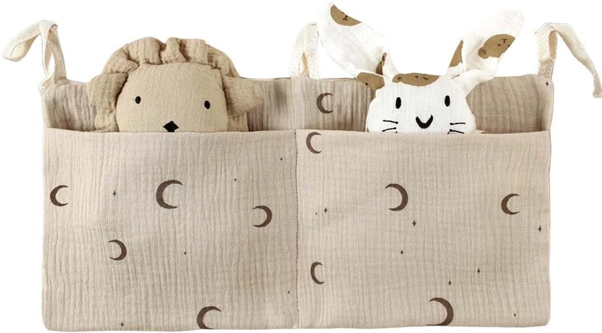 1 opbergtas voor babybed, dubbellaags, 100% katoen, 39 x 20 cm, voor luiers, reinigingsdoekjes, speelgoed, stabiele - ShopVlot