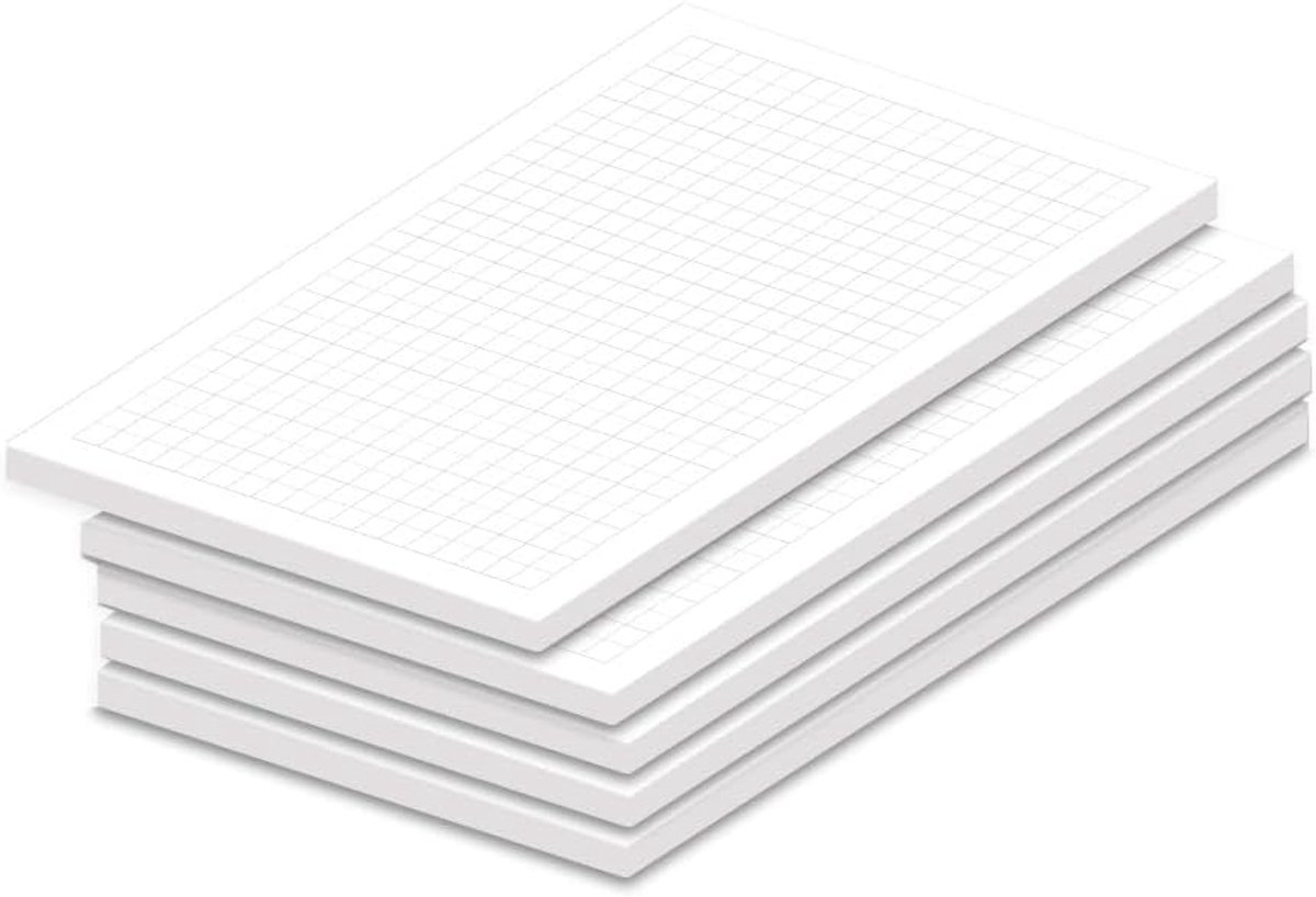 Kladblok Geruit - Notitieblok Set - Ideeën Noteren - Lijmbinding Scheurblok - A6 5 Stuks - Wit