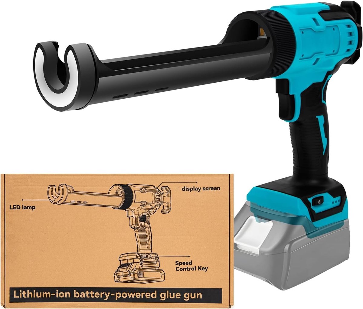 Accu Kit voor Grout Gun met Digitale Display, Geschikt voor 18V Accu's, Inclusief Accessoires en Handleiding