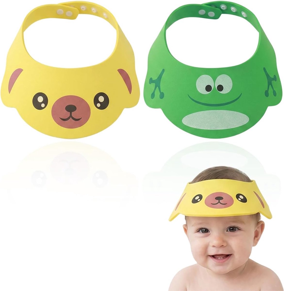 Douchemuts voor baby's, set van 2, waterdichte oog- en oorbescherming voor kinderen, herbruikbaar, met grappige - ShopVlot