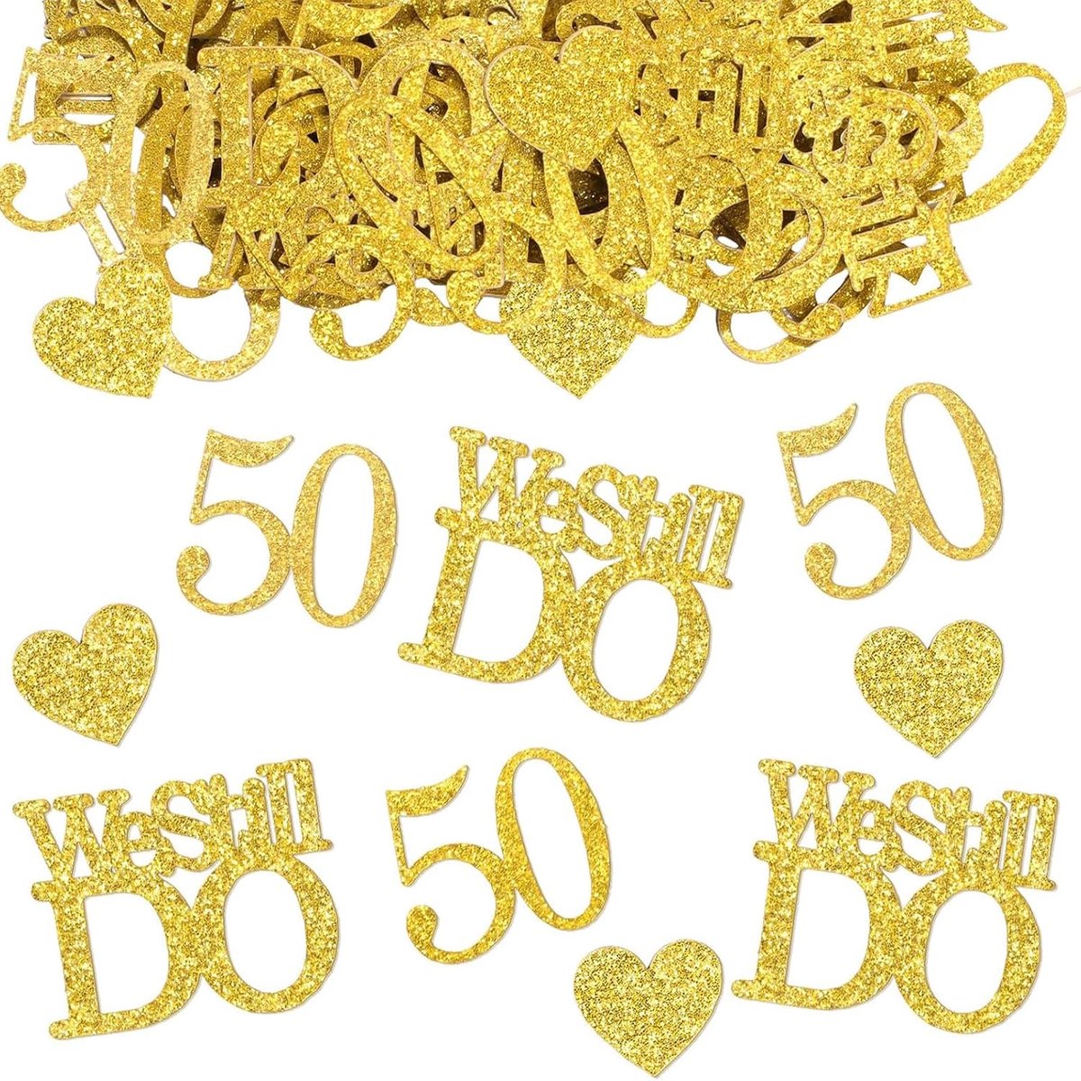 Gold Glitter Confetti Set, 50th Anniversary Wedding Decoration, We Still Do - ShopVlot