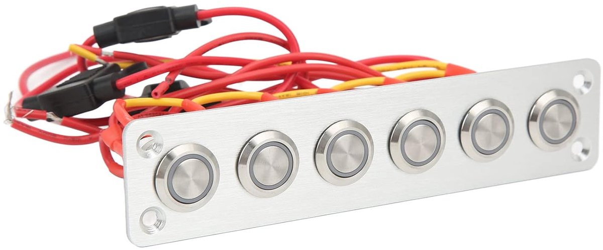 Marine Boat Switch Panel for Car RV Hunting 12V DC System 6 Gang Push Button Switch Blue Illuminated Automotive - ShopVlot