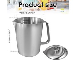 Stainless Steel Melkkan met Deksel en Marker voor Melk, Cappuccino, Latte Art en Smoothies (500ml)