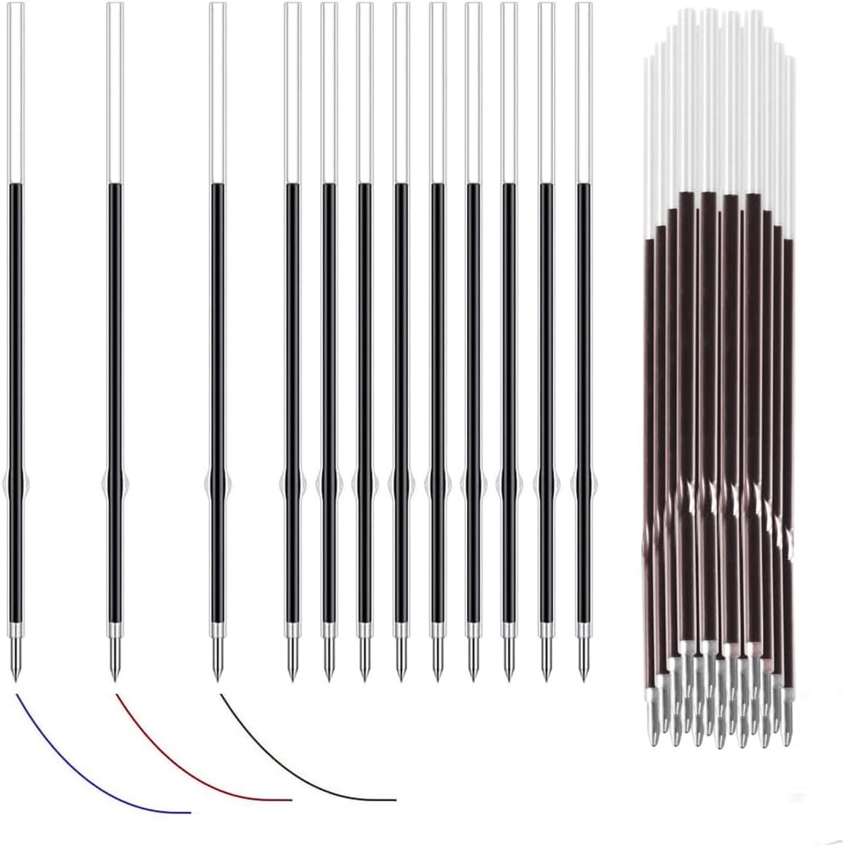 Inktvullingen 0.7mm - zwart, rood, blauw - 60 stuks - voor soepel schrijven - ShopVlot