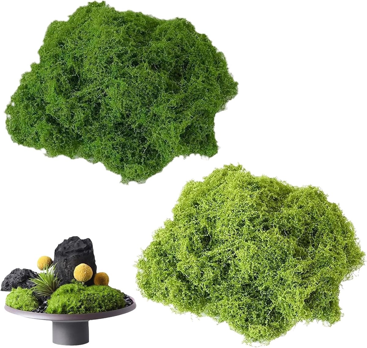 Kunstmos voor decoratie 200 g - Donkergroen + Lichtgroen - Natuurlijke uitstraling - Ideaal voor knutselprojecten - ShopVlot