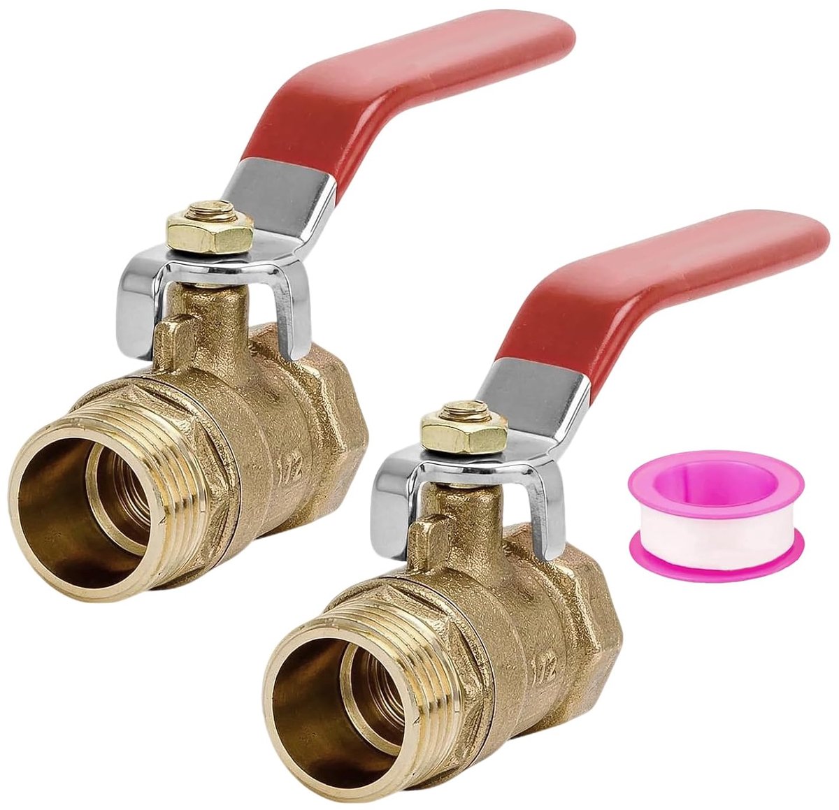 Kogelkraan 1/2 inch - met rolafdichtingstape - 2 stuks - ideaal voor waterleidingen - ShopVlot