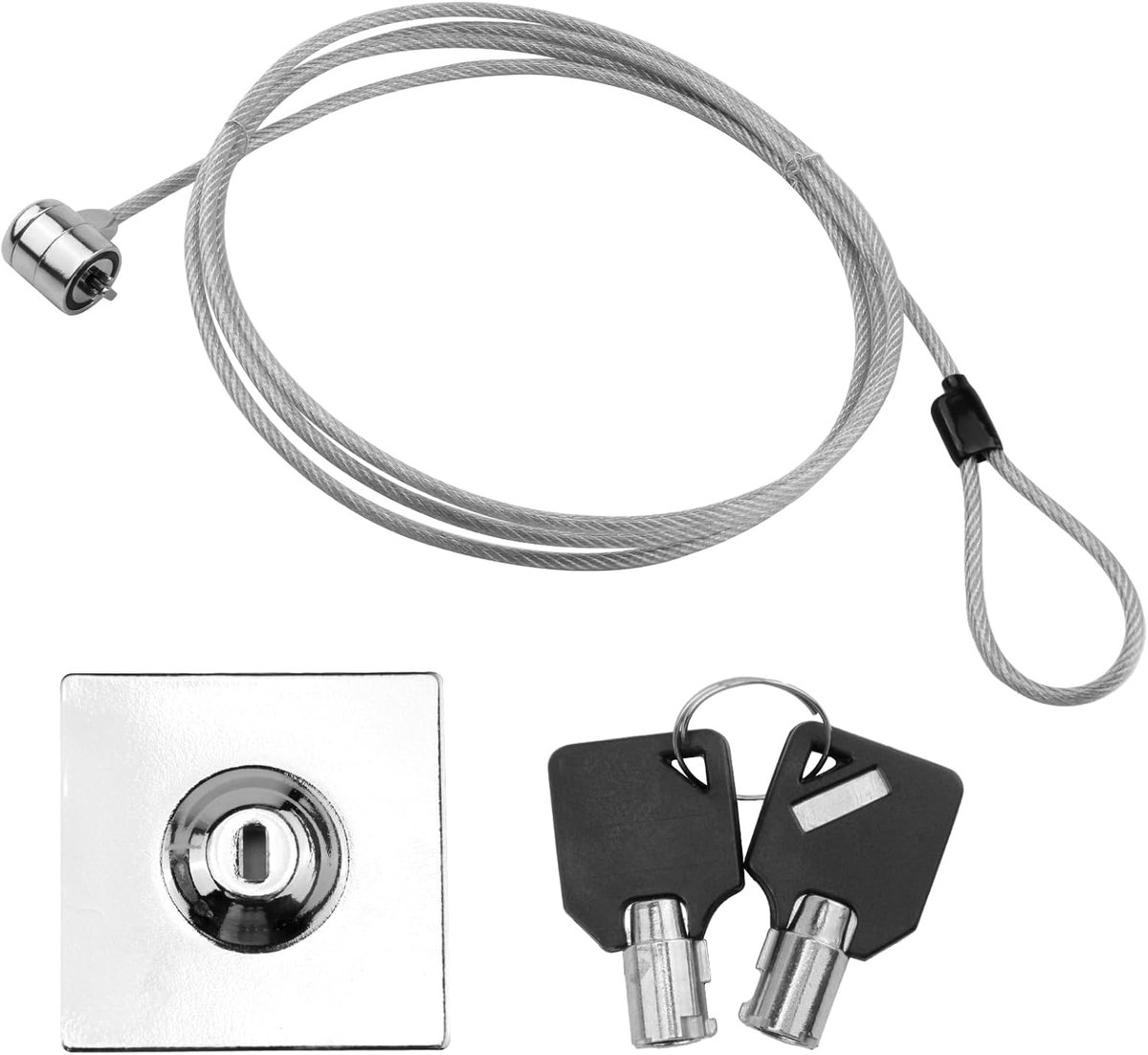Kabelslot met sleutels - zinklegering en roestvrijstalen kabel - beveiliging voor laptop, tablet en smartphone - ShopVlot