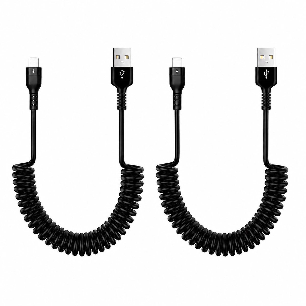 USB-A naar L-kabel 1 m - Spiralkabel - Compacte verbinding - Ideaal voor voertuigen - ShopVlot