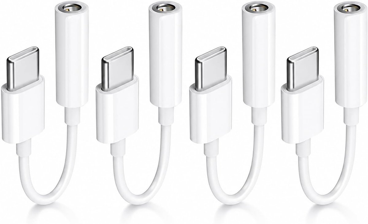 USB C jack adapter 4 stuks - audio type C naar 3,5 mm - geschikt voor hoofdtelefoon - ideaal voor onderweg - ShopVlot