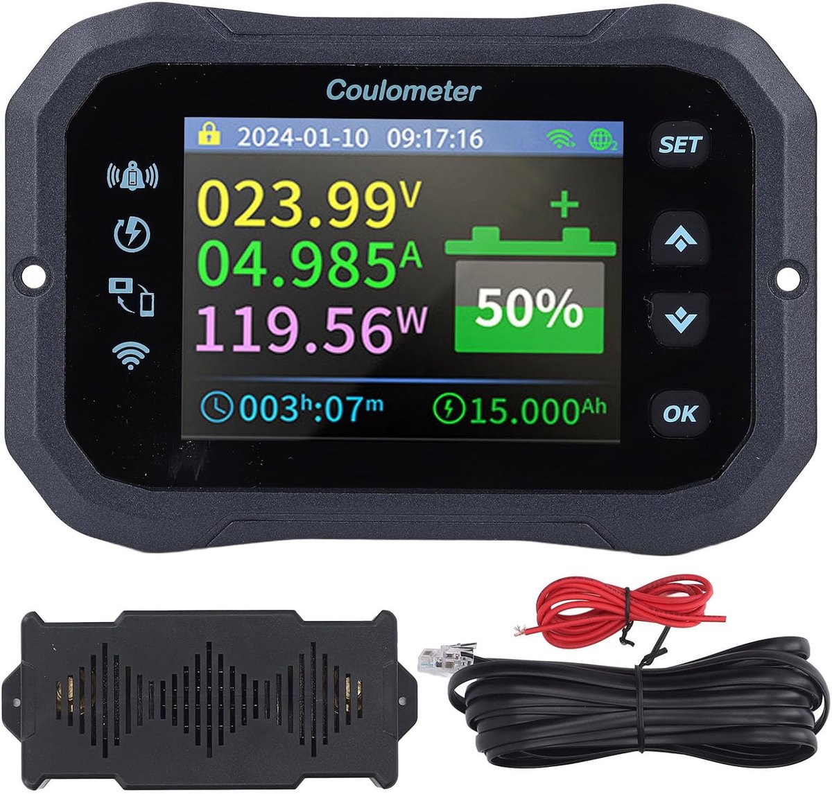 WiFi Bluetooth Accu Monitor - 2,4 Inch LCD - 10-100V 400A - Real-time batterijbewaking - ShopVlot