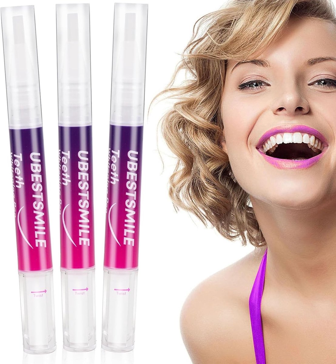3 Stuks Tandenbleekstiften voor Effectief Tanden Bleken, Draagbare Whitening Pen en Vlekverwijdering