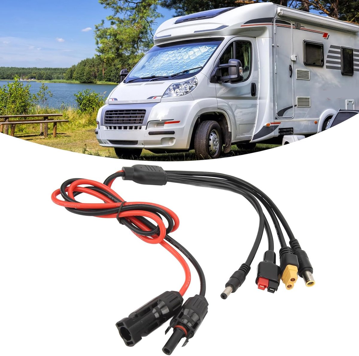 Zonnepaneel verlengkabel 1M - 12AWG met XT60 stekker - Heavy Duty IP68 waterdicht - ShopVlot