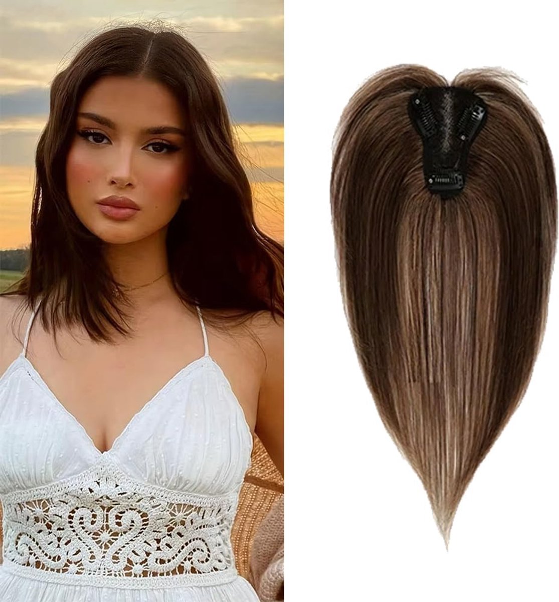 Pony Clip 25 cm - echt haar - natuurlijke pony - volume en dekking voor vrouwen - ShopVlot