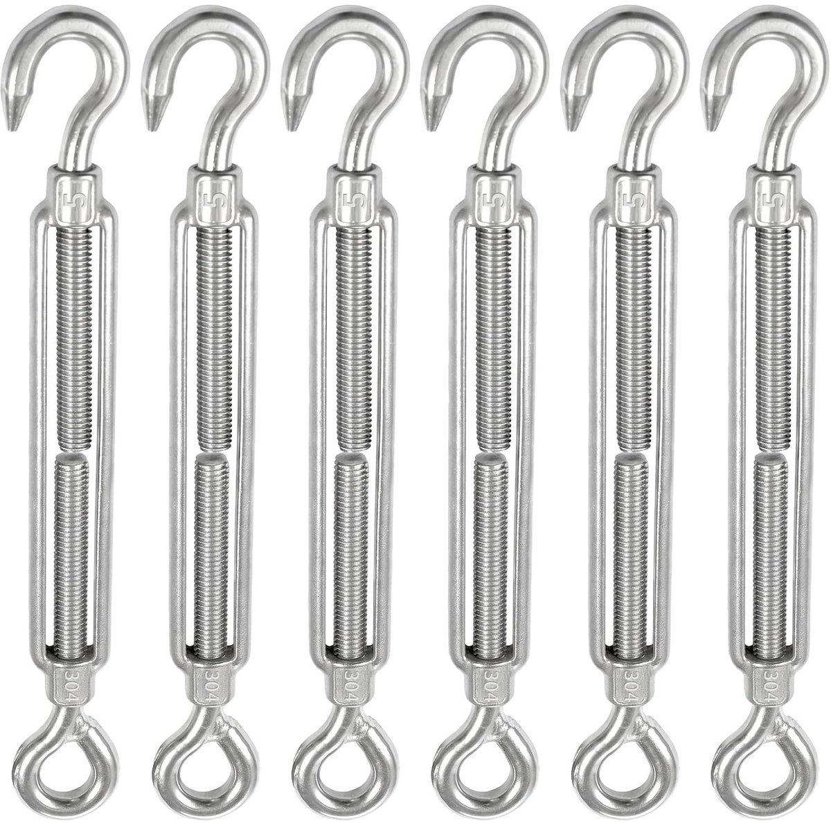 M4 spanslot 6 stuks - 304 roestvrij staal - draadspanner met haken - ideaal voor bevestigen en spannen - ShopVlot