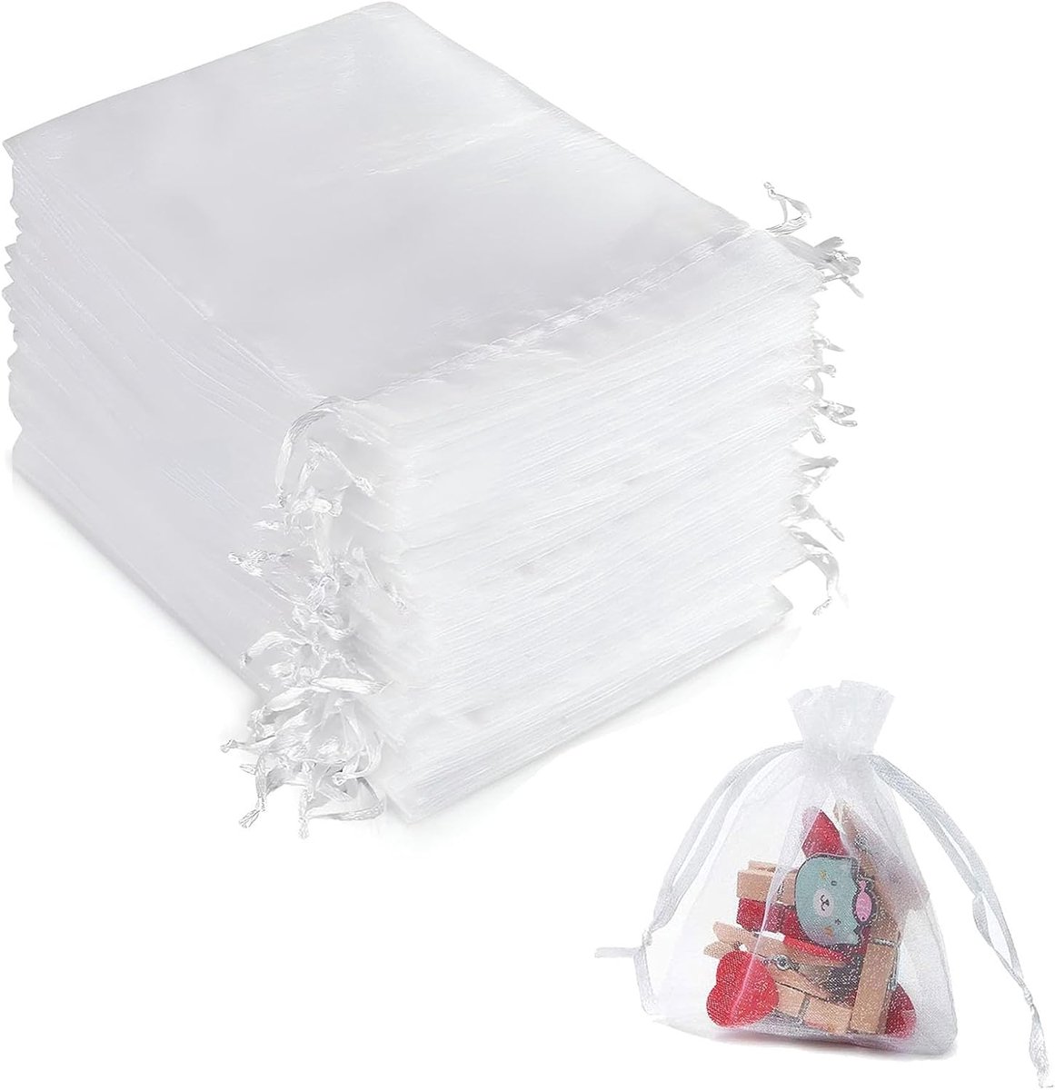 Organzazakjes 15 x 20 cm - witte cadeauzakjes - 50 stuks - herbruikbaar - ideaal voor feestelijke gelegenheden - ShopVlot