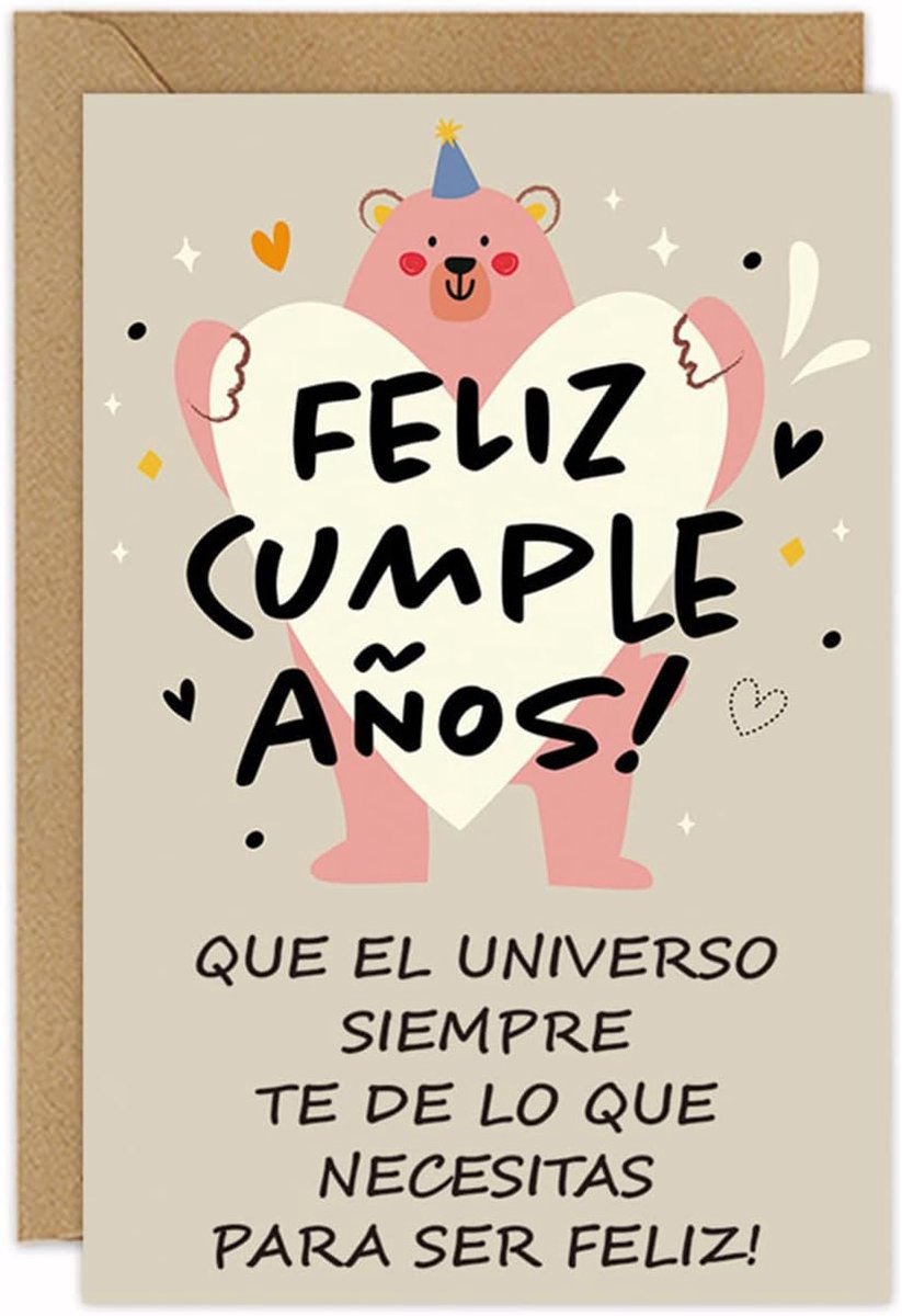 Spaanse verjaardagskaart - schattige beer - Feliz Cumpleaños - ideaal voor verjaardagen - ShopVlot