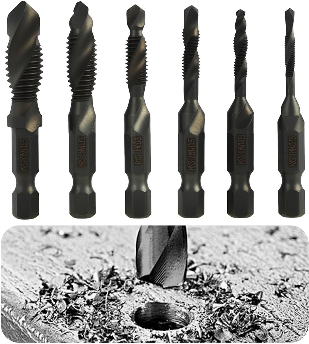 Boormachine en draadsnijderset 6-delig - M3 t/m M10 - anti-roest coating - voor efficiënt boren en snijden - ShopVlot