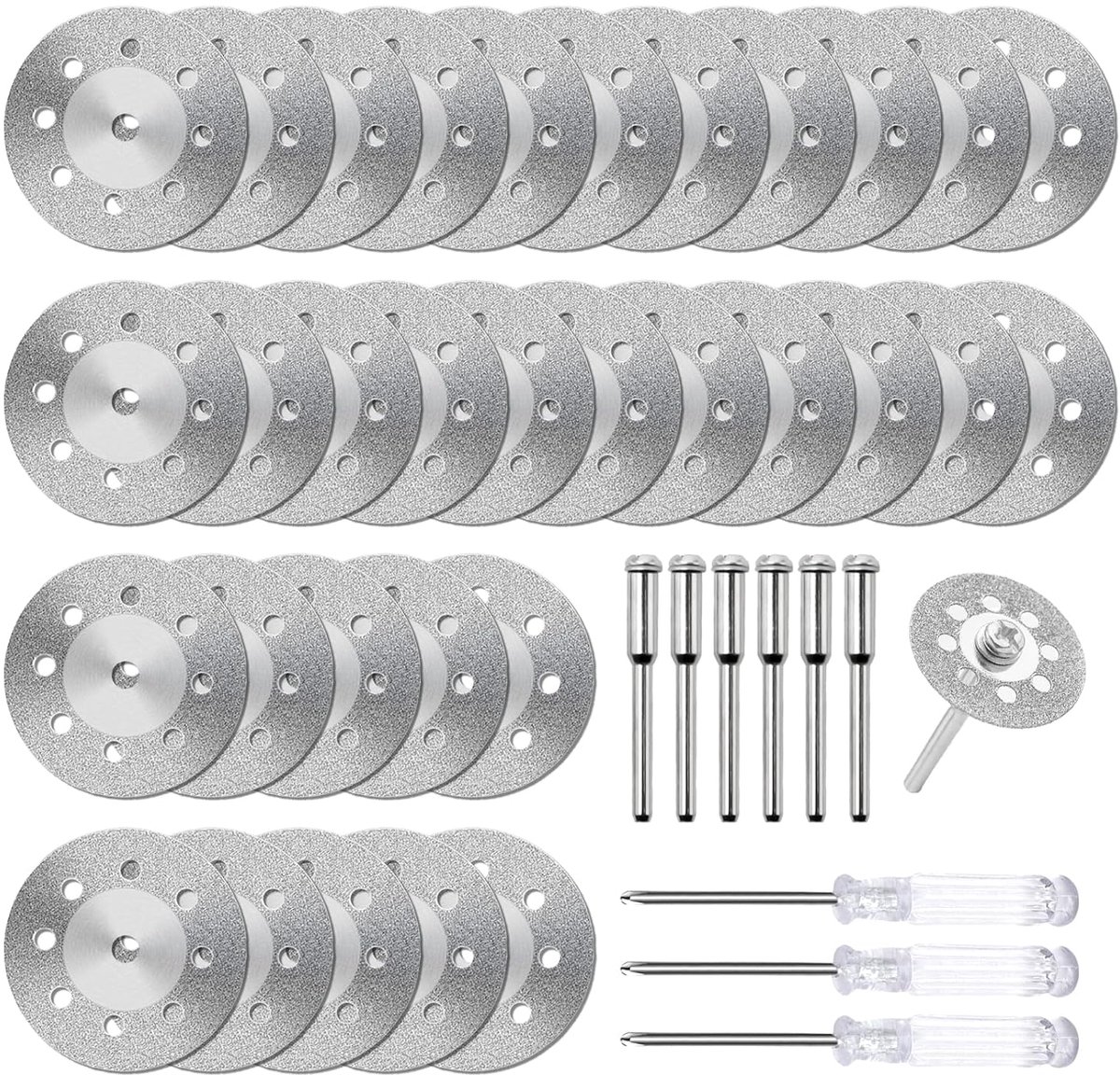 Diamant slijpschijven 22 mm - set van 30 - met 6 spijkers en 3 schroevendraaiers - ideaal voor hout, tegels en glas - ShopVlot