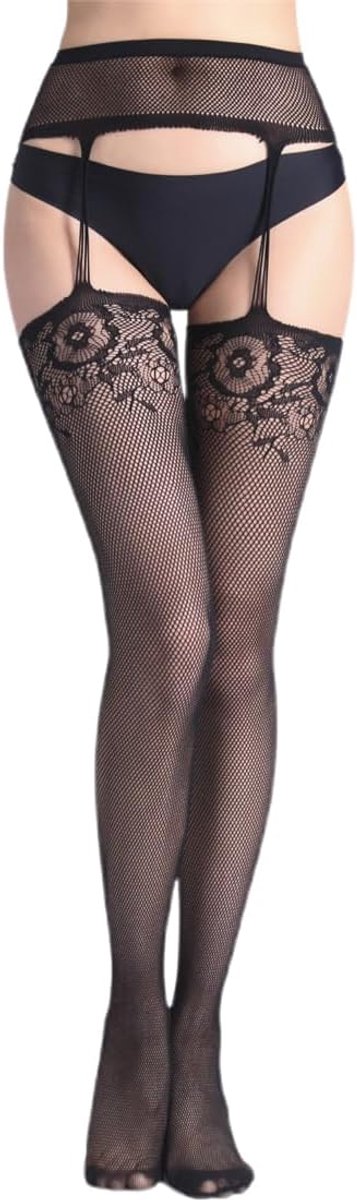Dameskousen 1 paar zwart - sexy jarretelkousen - hoge taille - open kruisdesign voor een verleidelijk effect - ShopVlot