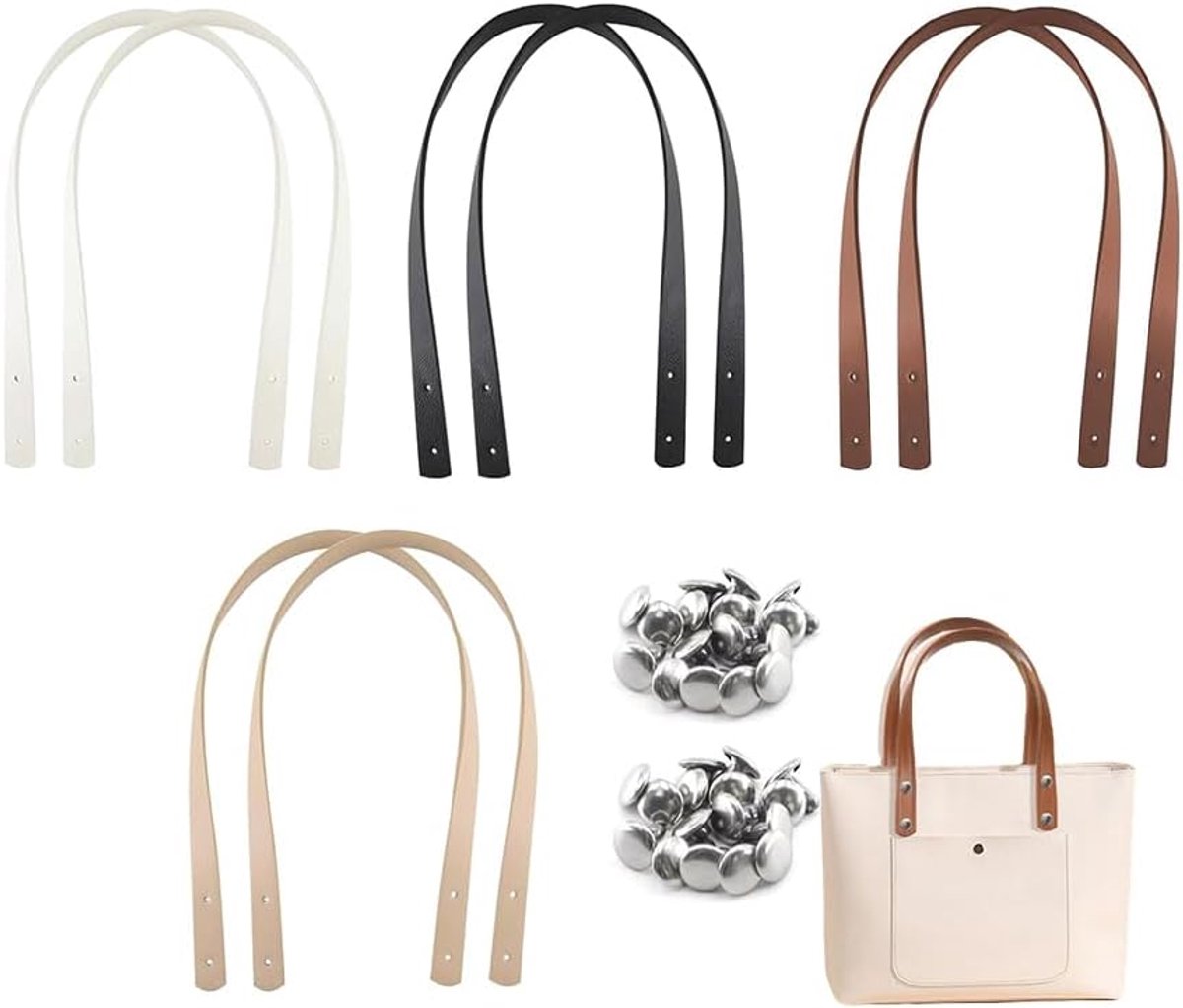 Leren Tas Handvatten 8 Stuks - PU Handvatten - Vervangende Handaccessoires - Ideaal voor Doe-Het-Zelf Tas - ShopVlot