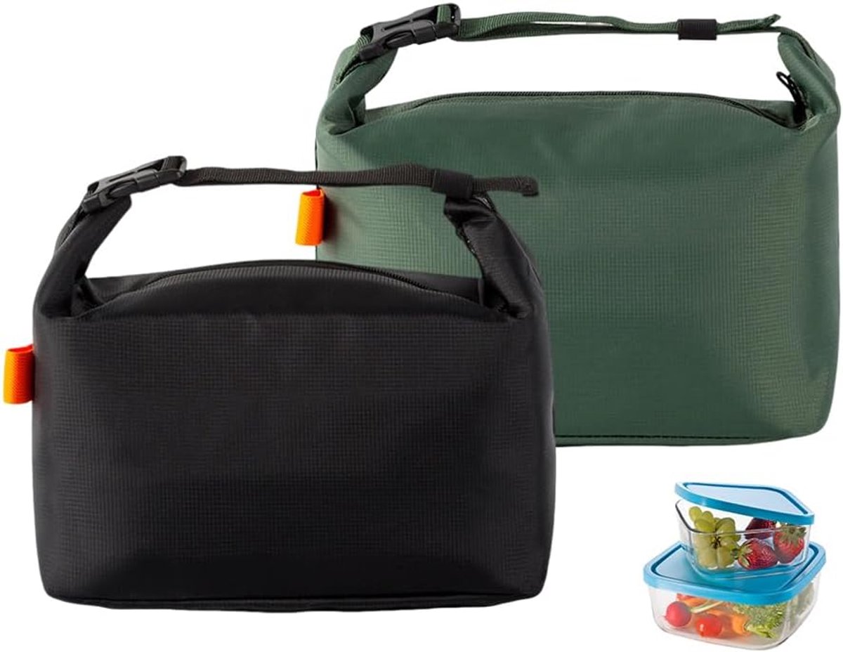 Lunchtas set van 2 - klein en opvouwbaar - waterdichte picknicktas - ideaal voor school en onderweg - ShopVlot