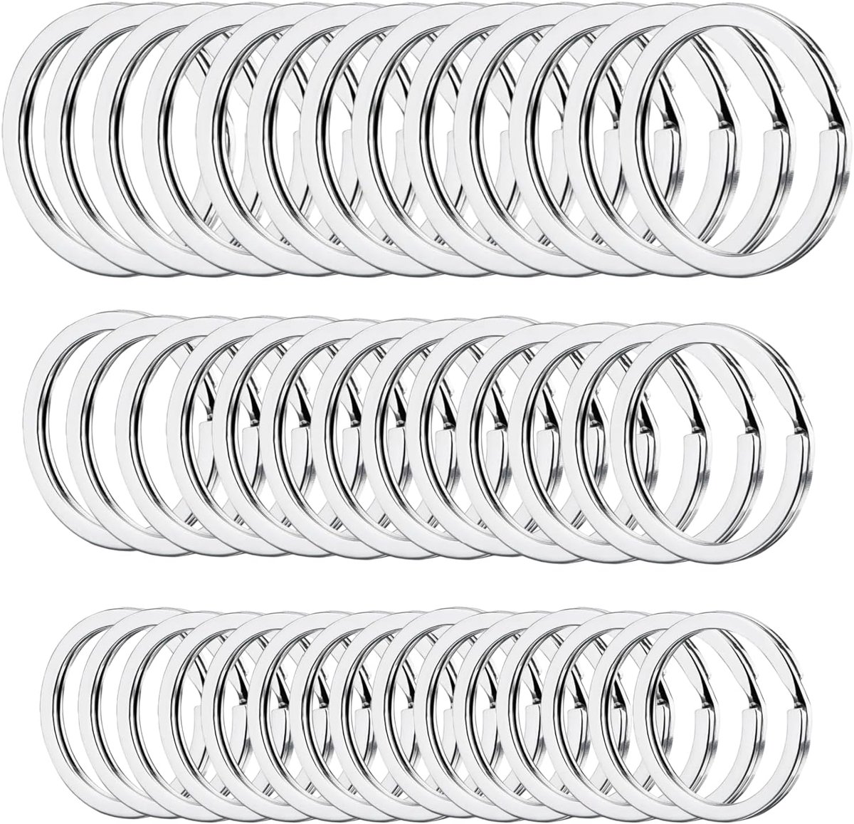 Sleutelhanger 30mm, 25mm, 20mm - Ronde platte splitring - Duurzaam roestvrij staal - Voor DIY projecten - ShopVlot