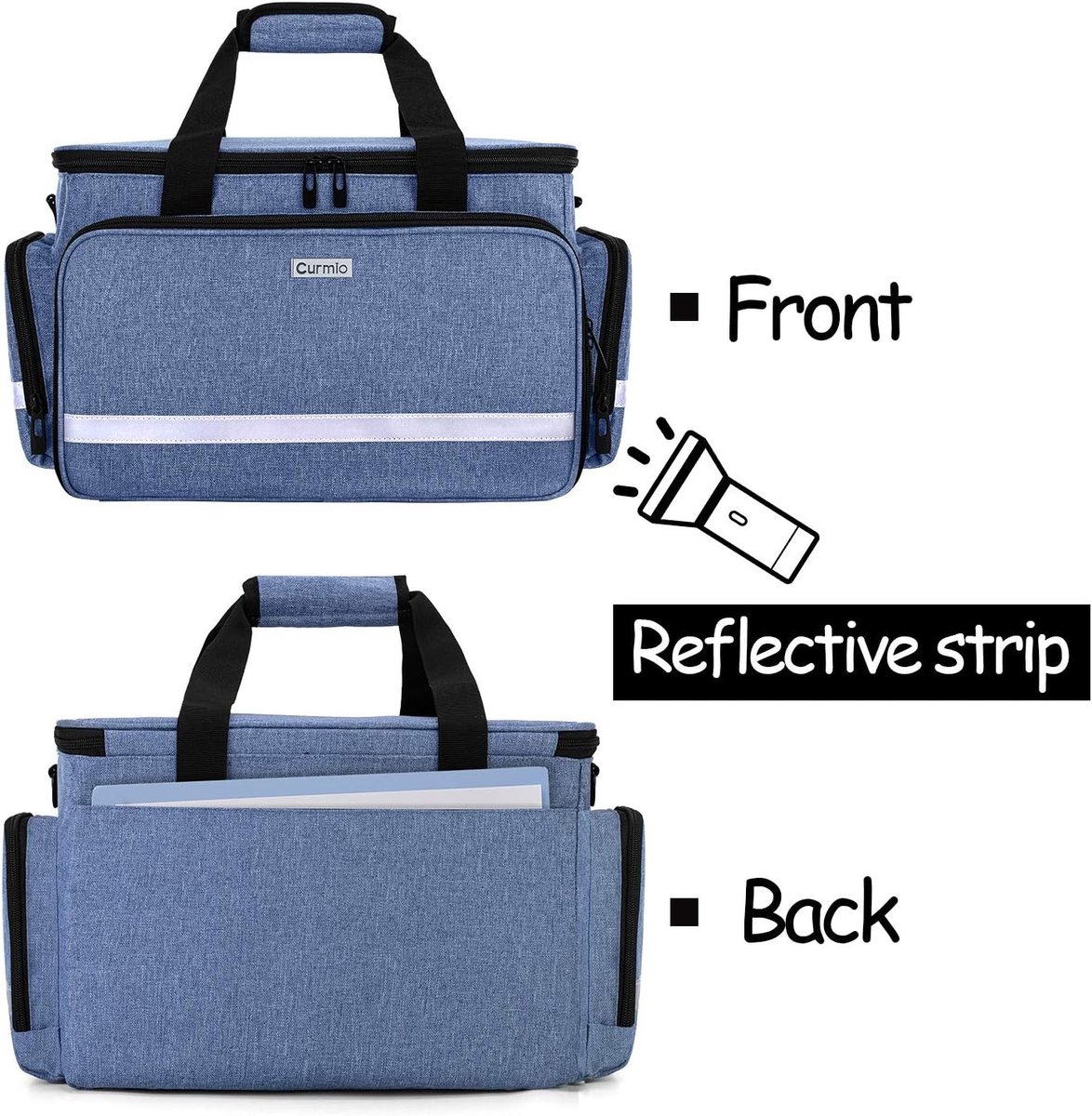 Medische Tas met Binnenvakken en Antislipbodem voor Thuisbezoeken, Zorgprofessionals en Verpleegkundigen, Blauw