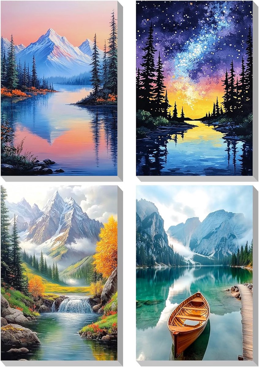 Schilderen op nummer set - 20x20cm ingelijste doeken - acrylverf en penselen - creatief plezier voor jong en oud - ShopVlot