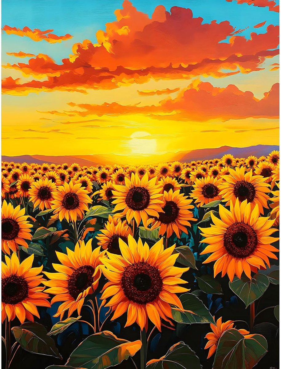 Schilderen op nummer 30 x 40 cm - zonnebloem - doe-het-zelf kit - eenvoudig te schilderen - ShopVlot