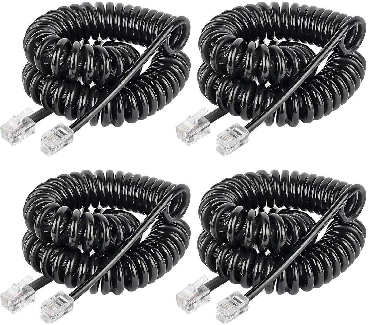 Telefoonkabel 2.5 Meter - Spiralkabel - Zwart - Geschikt voor vaste telefoons - ShopVlot