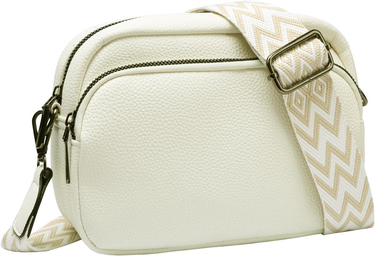 Crossbody Tas Lederen Ruit - Schoudertas Metalen Knop - Verstelbare Schouderbanden - Stijlvolle Accessoire - ShopVlot