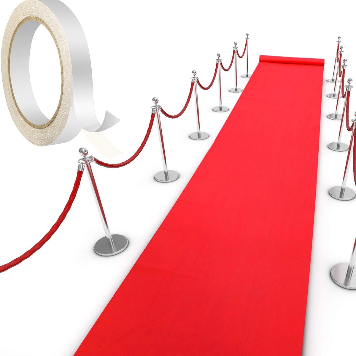 Lopende Mat 55gsm Dikte - Rode Vliesstof - Inclusief Plakband - Perfect voor Bruiloften en Feesten - ShopVlot