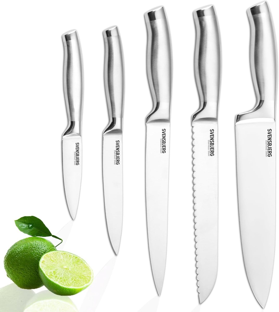 Keukenmessenset - Roestvrijstaal - Professioneel Koksmes - Ergonomisch en Eenvoudig te Slijpen - Voor Thuischefs