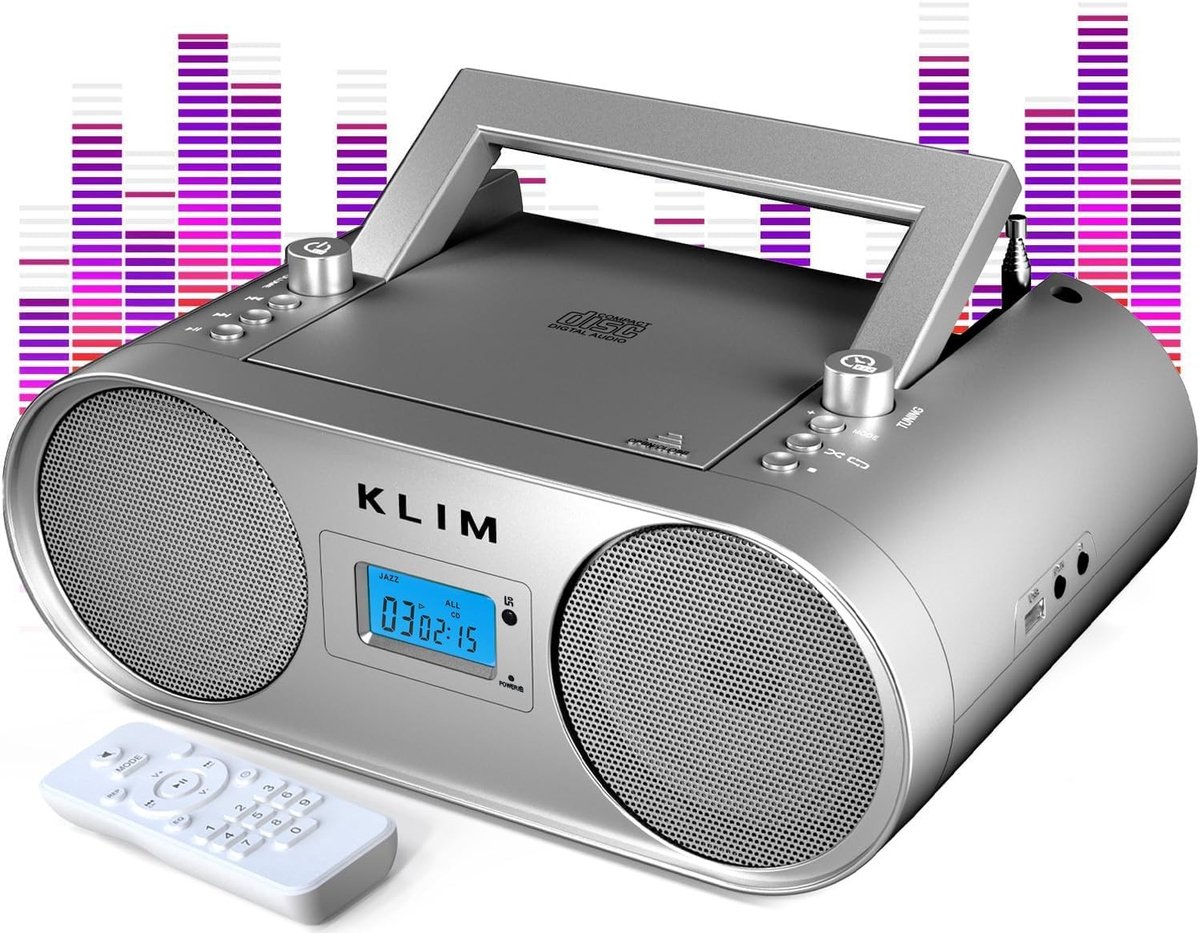Draagbare CD-speler - Zilver - Compact - Met Bluetooth, AUX en USB - Voor Muziekliefhebbers