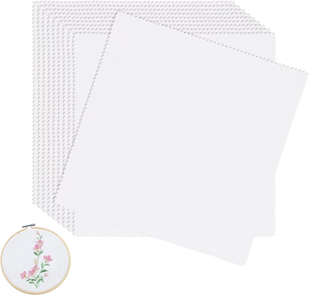 Kruissteekstof 20x20 cm - 10 Stuks Witte Katoenen Stof - Zacht en Duurzaam - Ideaal voor DIY Borduurprojecten - ShopVlot