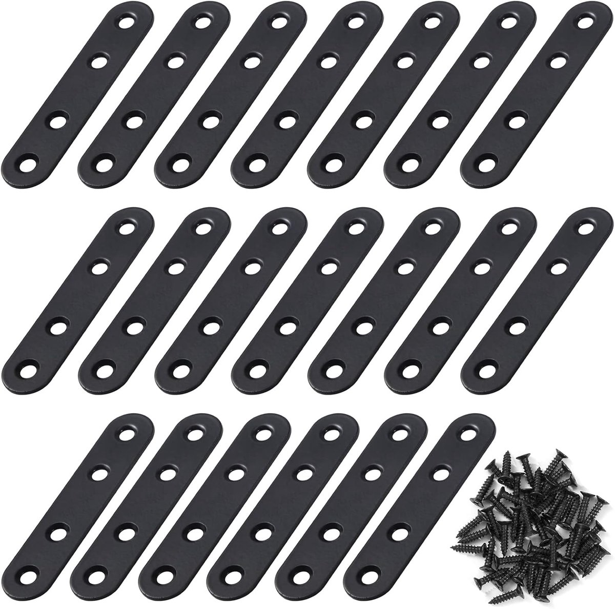 Hoeksteunen 80x17mm - RVS Platen - Zwart - Voor stevige meubelverbindingen - ShopVlot
