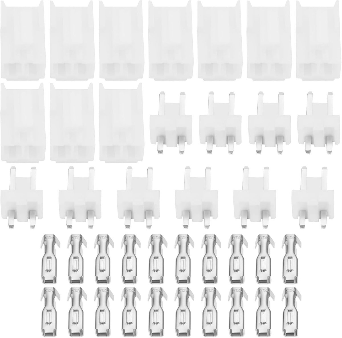 JST VH 3.96 2-pin aansluitconnectoren - 10 sets met mannelijke en vrouwelijke stekkers - geschikt voor printplaten - ShopVlot